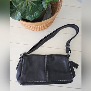 NWOT vintage Coach Legacy Demi Flap Black Leather crossbody bag